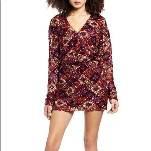 Endless Rose Multi Sequin Wrap Minidress (S)